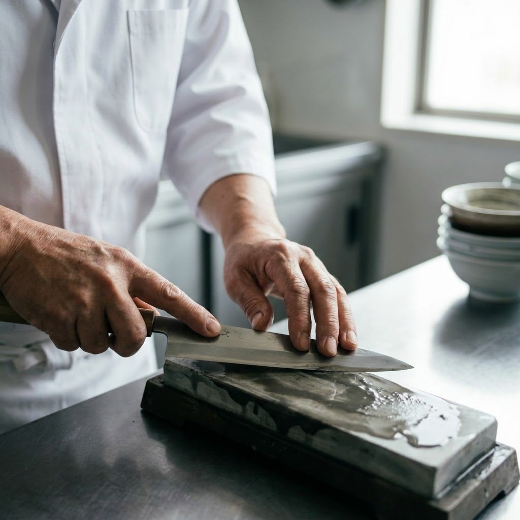 Sharp for a Lifetime: The Guide to Japanese Knife Care chef sharpening traditional knife