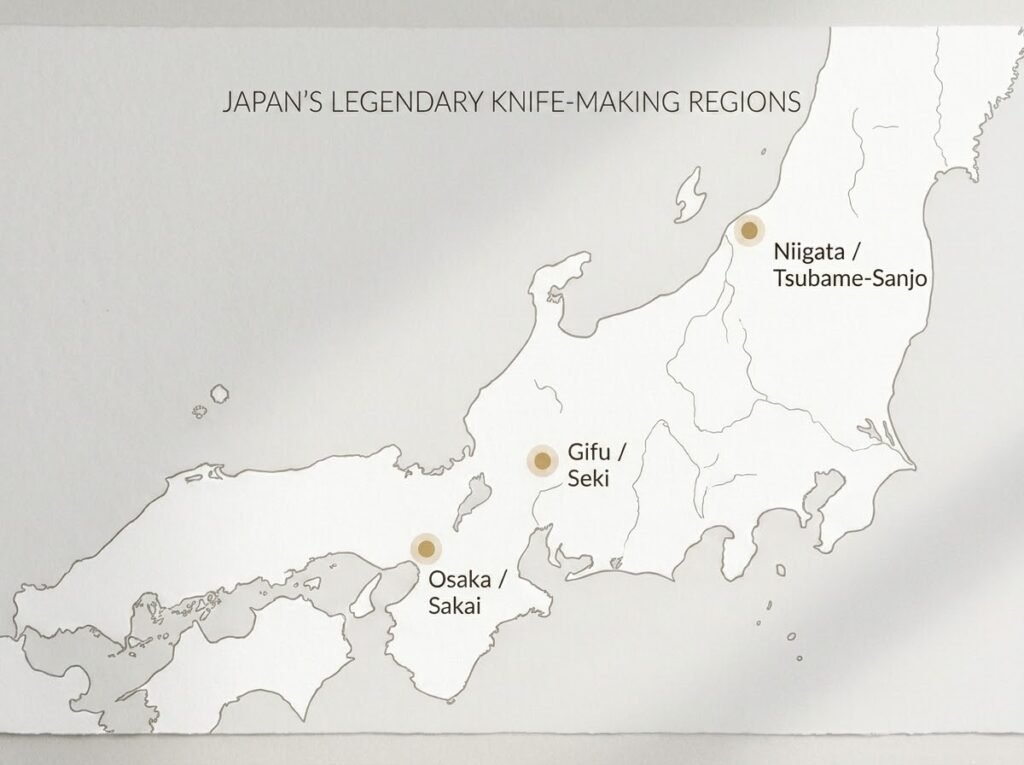 Beyond Sharp: Choosing Your Knife by Region japanese origins knife map